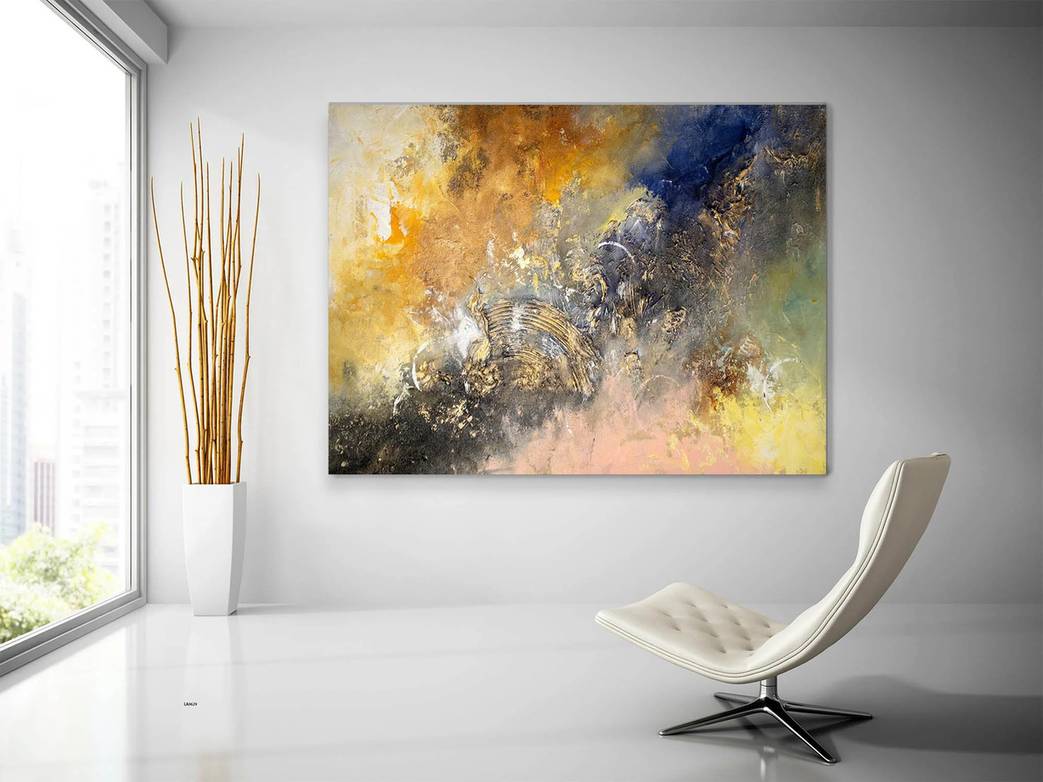 Size Original Hand-painted Room Yellow You Abstract Canvas Artwork KPEI3